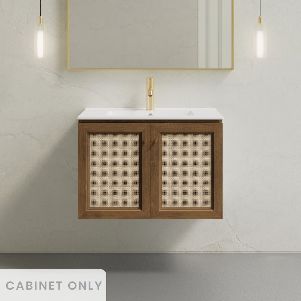 Classe 30" Wall-Mounted Bathroom Vanity in Brown Oak without Sink Top. Picture 7