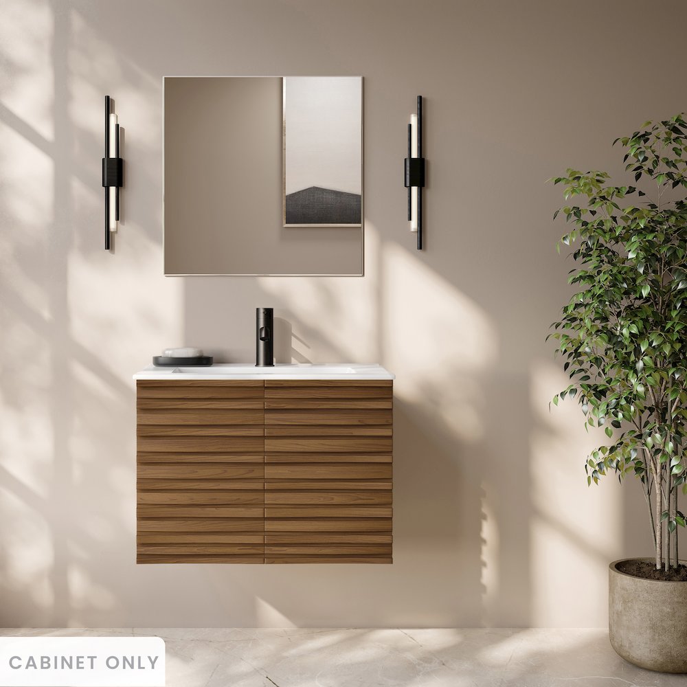 Cascade 30" Wall-Mounted Bathroom Vanity Cabinet without Top in Brown Oak. Picture 7