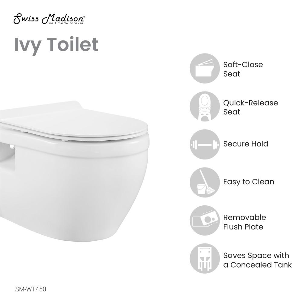 Ivy Wall-Hung Elongated Toilet Bowl. Picture 4