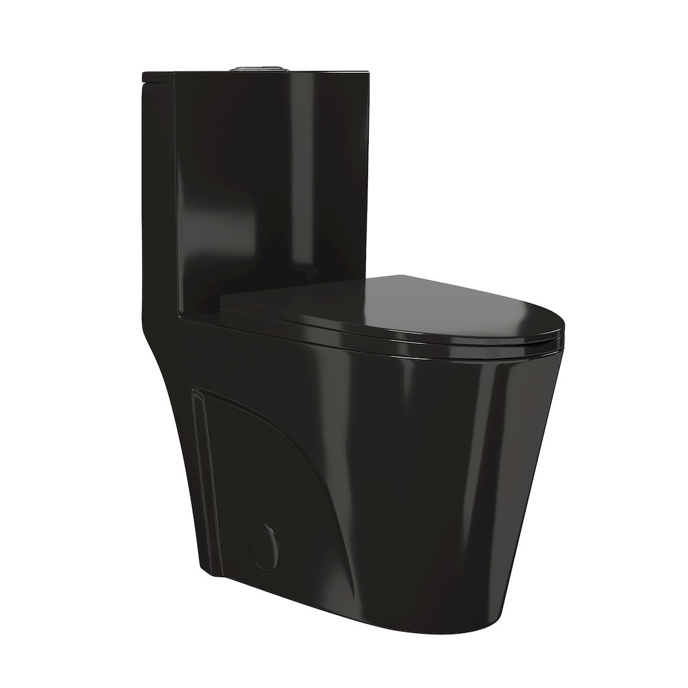 St. Tropez One Piece Elongated Toilet Vortex™ Flush in Glossy Black 1.1/1.6 gpf. Picture 7