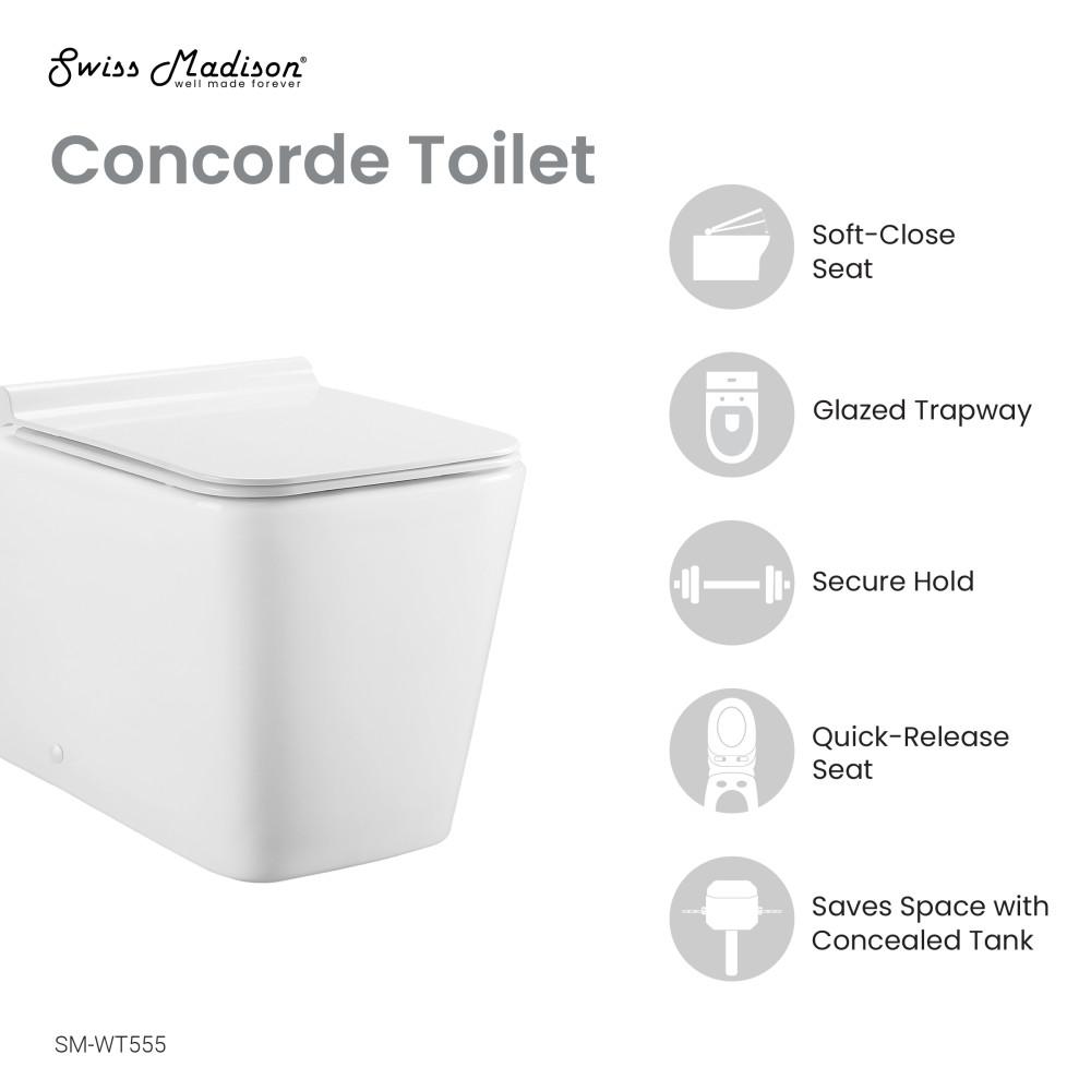 Concorde Back-to-Wall Square Toilet Bowl. Picture 4