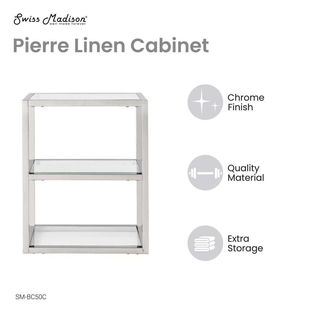 Pierre 16"x20"x10" Wall-Mounted Linen Cabinet in Chrome. Picture 4