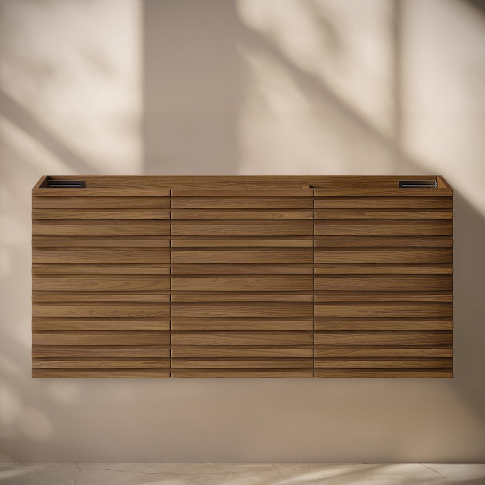 Cascade 48" Wall-Mounted Bathroom Vanity Cabinet without Top in Brown Oak. Picture 6
