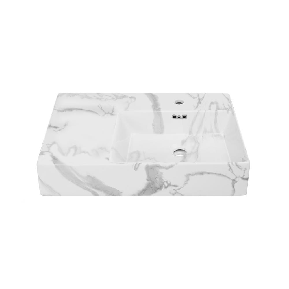 St. Tropez 24" Right Side Faucet Wall-Mount Bathroom Sink in White Marble. Picture 1