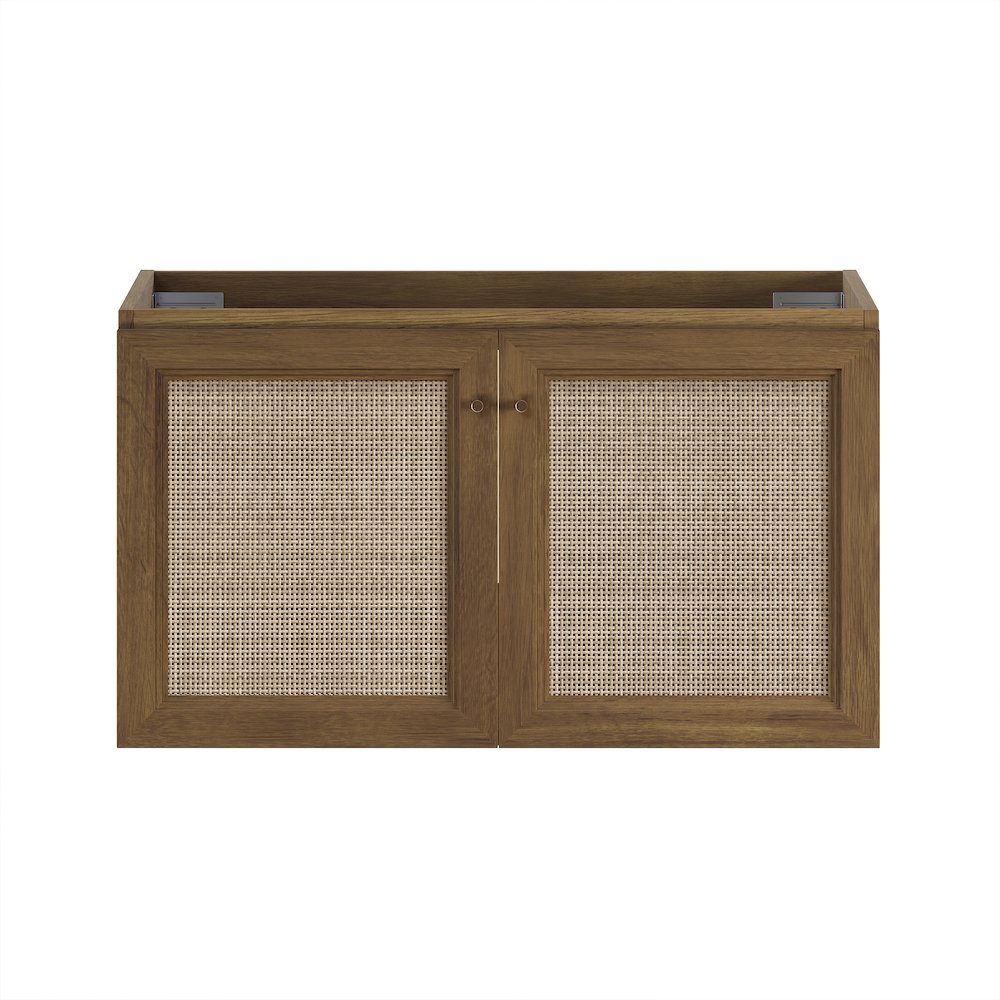 Classe 36" Wall-Mounted Bathroom Vanity in Brown Oak without Sink Top. Picture 1