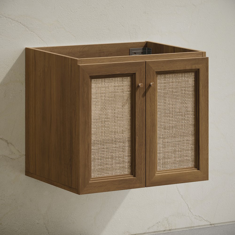 Classe 24" Wall-Mounted Bathroom Vanity in Brown Oak without Sink Top. Picture 3