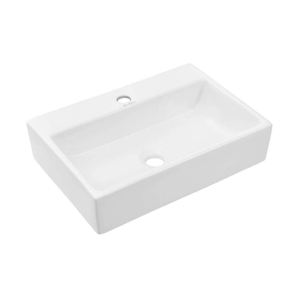 Claire 20 Rectangle Ceramic Vessel Sink, Matte White. Picture 2