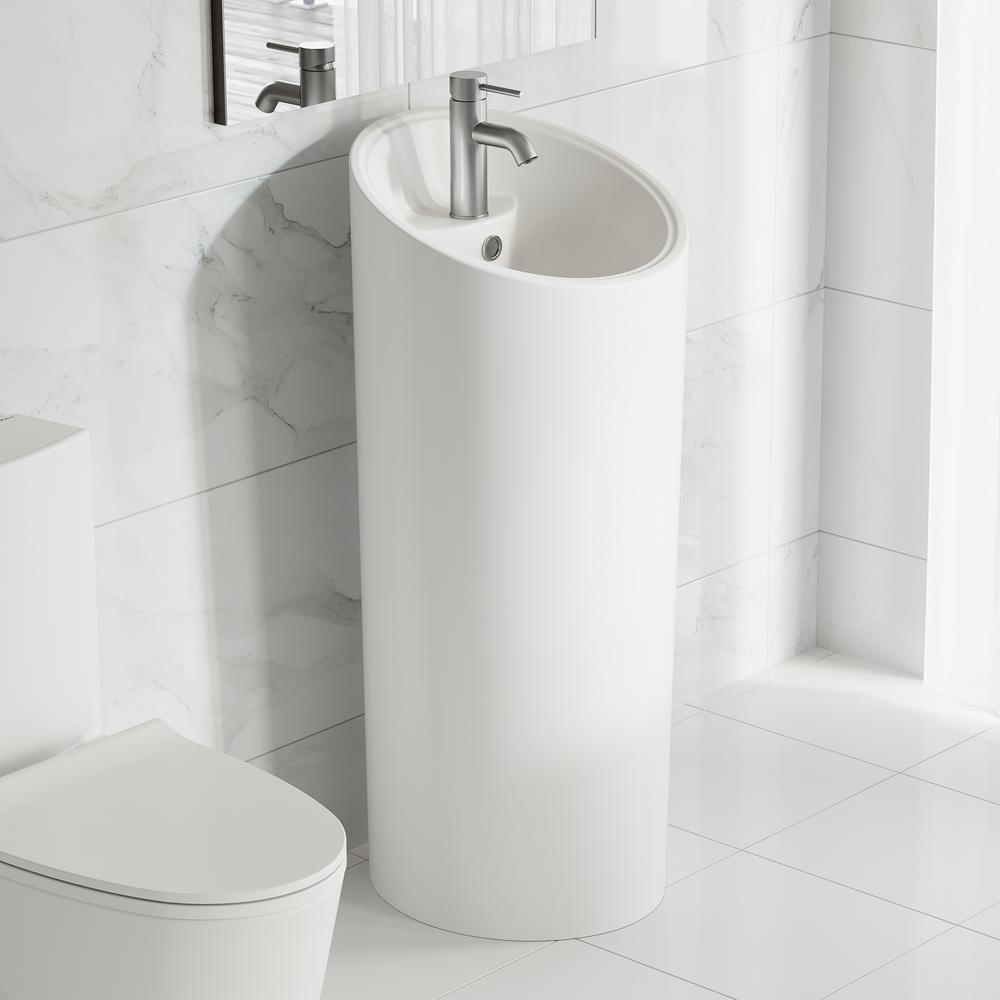 St. Tropez Circular One Piece Pedestal Sink. Picture 17