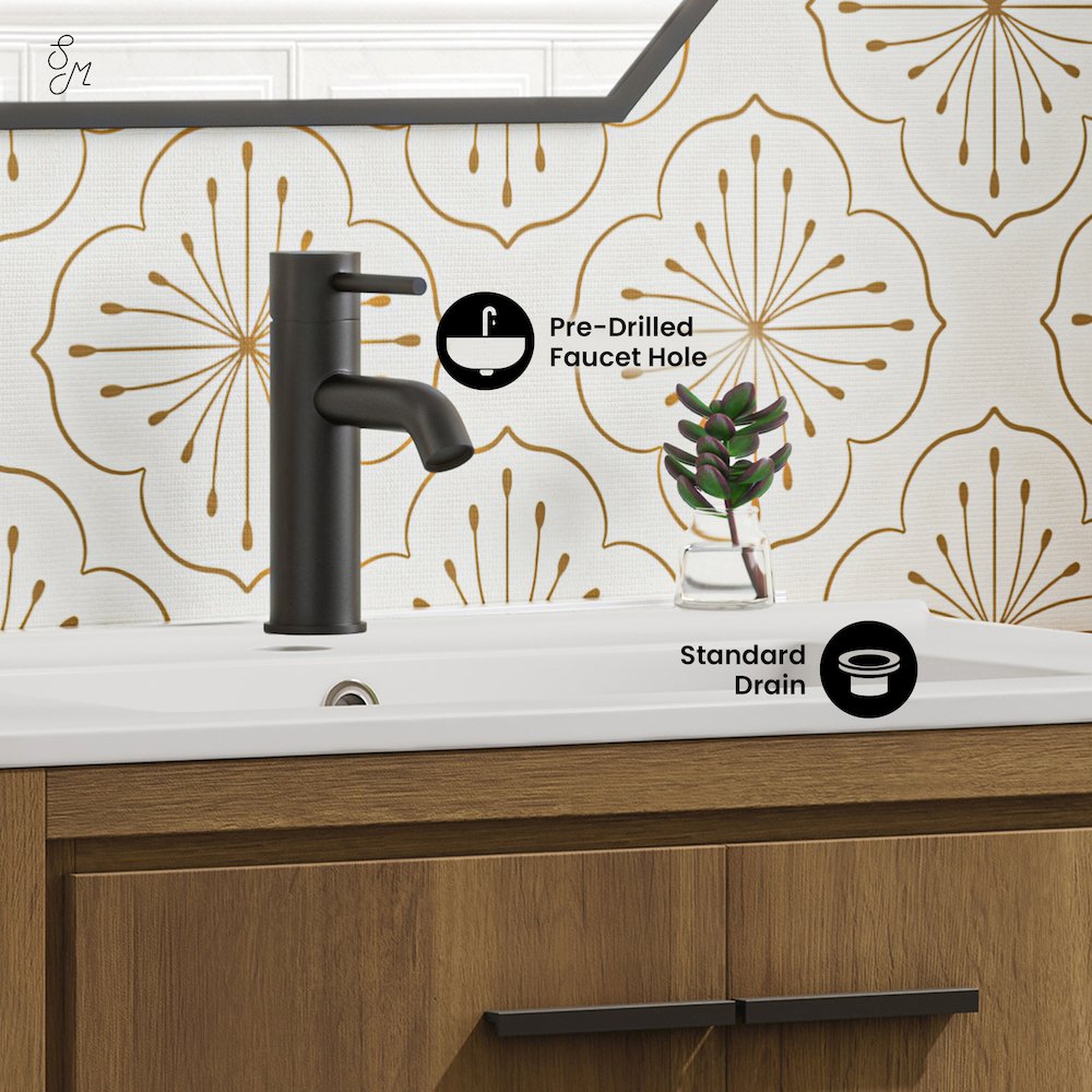 Virage 30" Freestanding Bathroom Vanity in Brown Oak with Sink Top. Picture 9