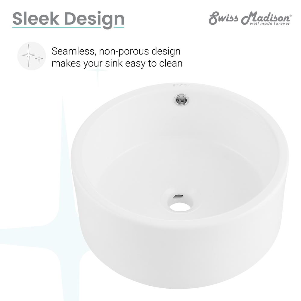 Monaco 16.5” Round Vessel Sink in Matte White. Picture 10