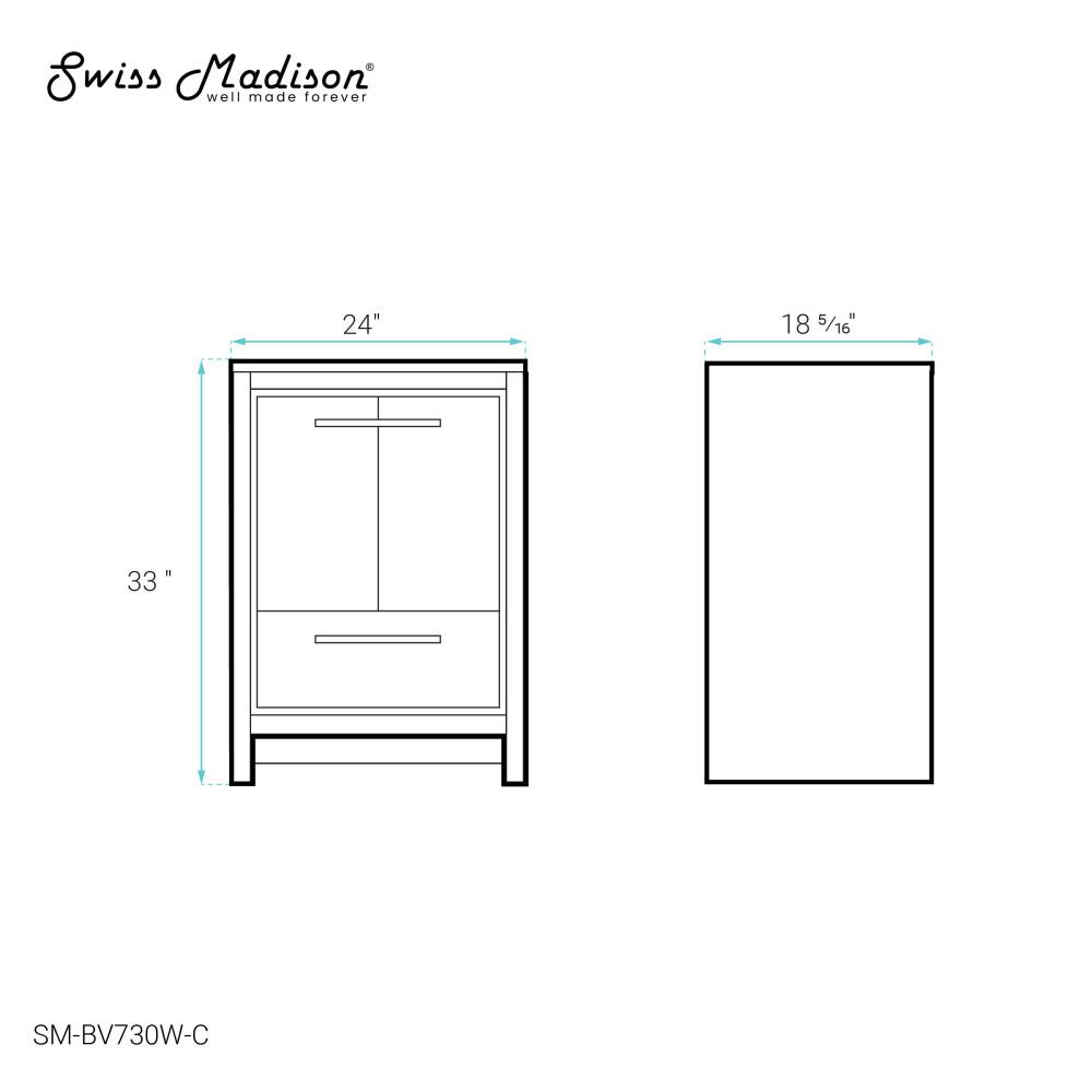Virage 24 Freestanding, Bathroom Vanity in Glossy White Cabinet Only (SM-BV730W). Picture 3