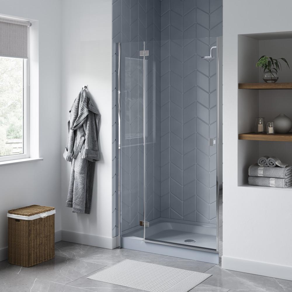 Voltaire 48" x 36" Single-Threshold, Center Drain, Shower Base in Grey. Picture 2