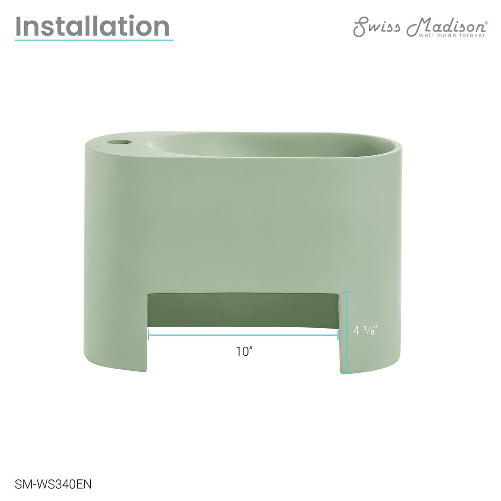 Terre 17.5" Right Side Faucet Wall-Mount Bathroom Sink in Palm Green. Picture 17