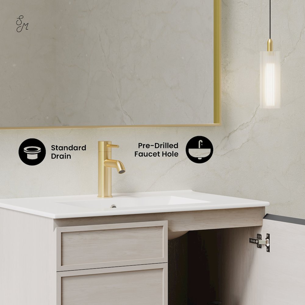 St. Tropez 30" Wall-Mounted Bathroom Vanity in White Oak with Sink Top. Picture 10