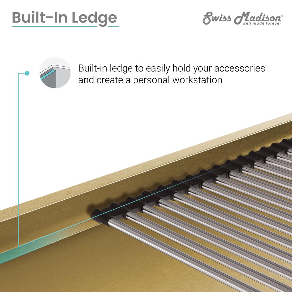 Stainless Steel, Single Basin, Undermount Kitchen Workstation Sink in Gold. Picture 15