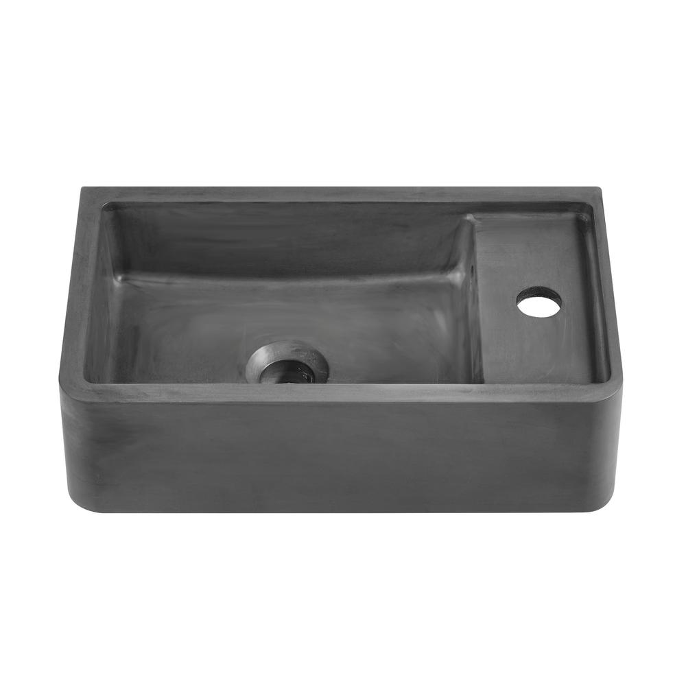 Lisse 17.5” Rectangle Concrete Wall-Mount Bathroom Sink in Dark Grey. Picture 1