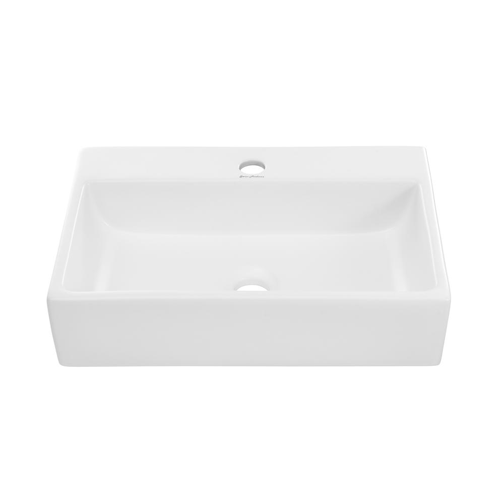 Claire 20 Rectangle Ceramic Vessel Sink, Matte White. Picture 1