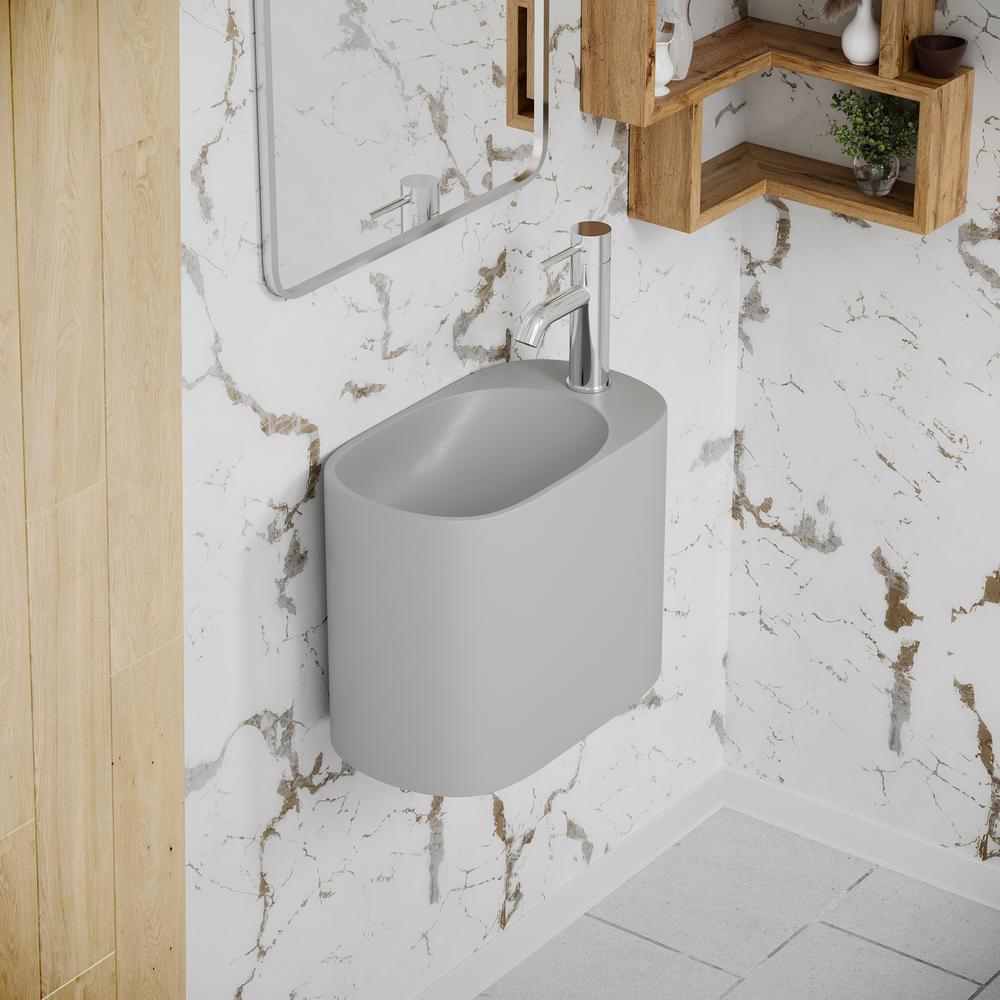 Terre 17.5" Right Side Faucet Wall-Mount Bathroom Sink in Pashmina Grey. Picture 22