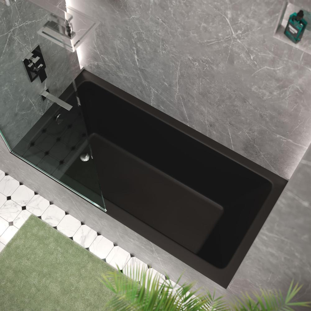 Voltaire 60" x 30" Left-Hand Drain Alcove Bathtub in Matte Black. Picture 2