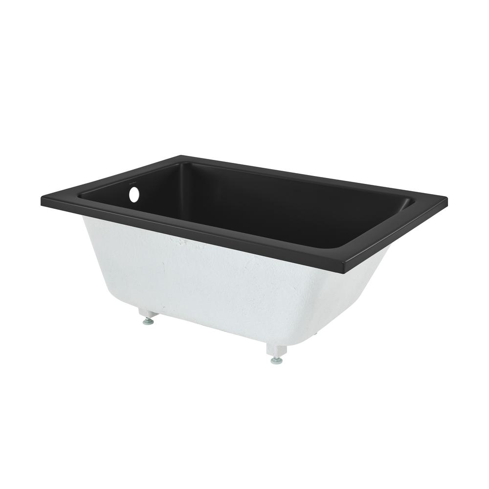 Voltaire 48" x 32" Reversible Drain Drop-In Bathtub in Matte Black. Picture 1