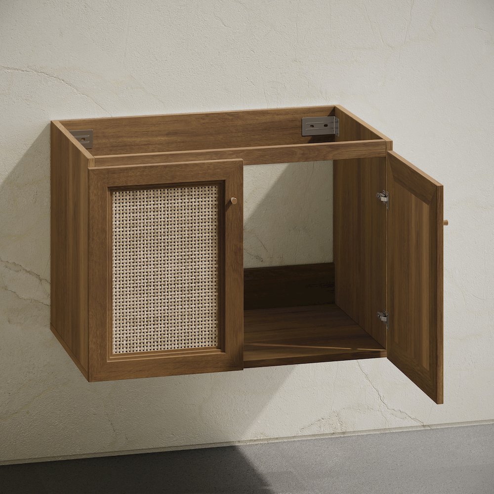 Classe 30" Wall-Mounted Bathroom Vanity in Brown Oak without Sink Top. Picture 6