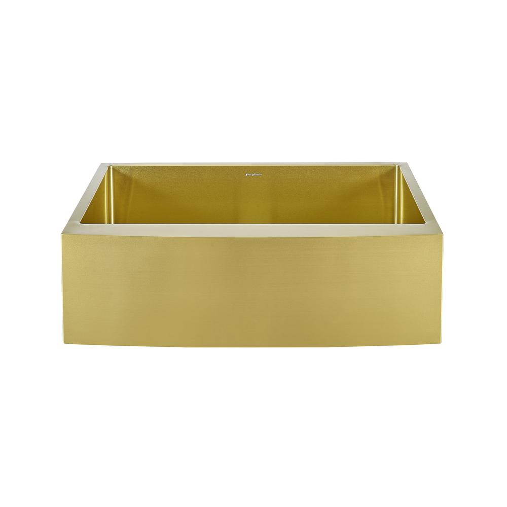 Stainless Steel, Single Basin, Farmhouse Kitchen Sink with Apron in Gold. Picture 1