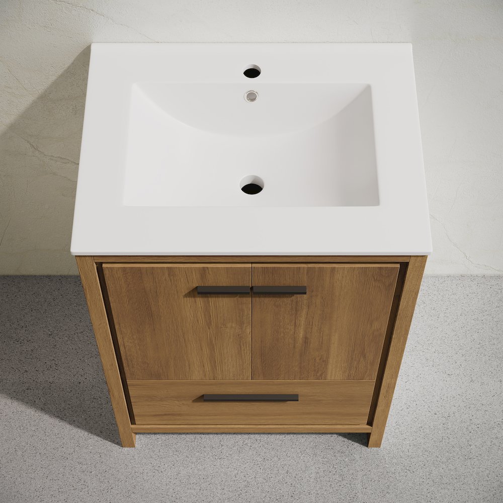 Virage 24" Freestanding Bathroom Vanity in Brown Oak with Sink Top. Picture 4