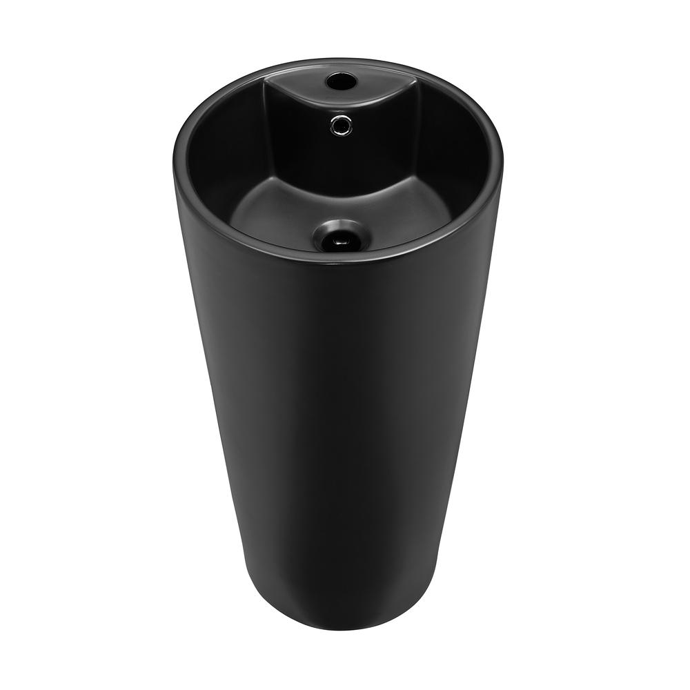 Monaco Circular Basin Pedestal Sink, Matte Black. Picture 3