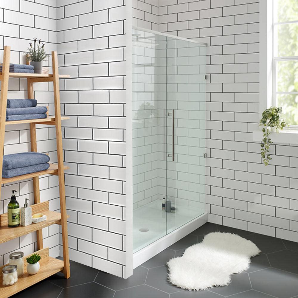 Voltaire 48" x 32" Acrylic White, Single-Threshold, Center Drain, Shower Base. Picture 2