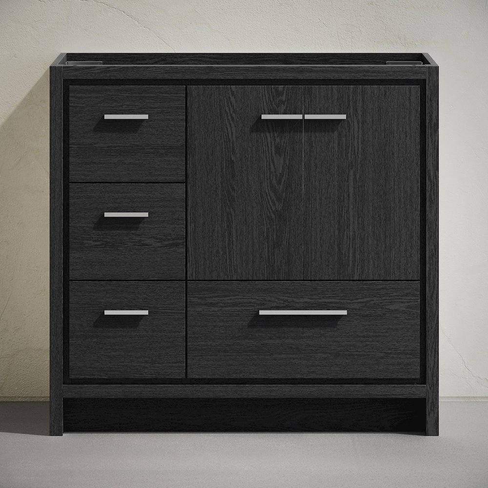 Virage 36" Freestanding Bathroom Vanity in Black Oak without Sink Top. Picture 5