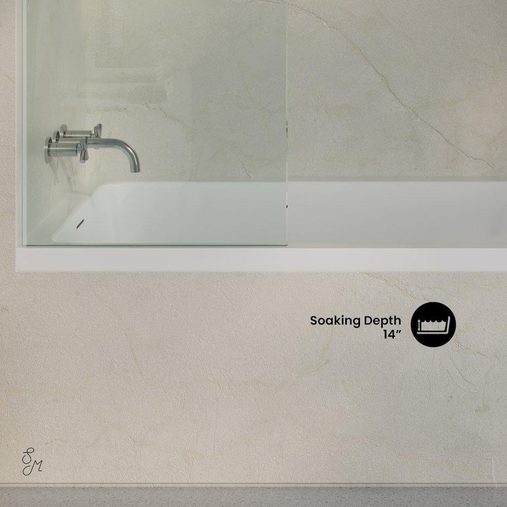 Left Drain Soaking Alcove Bathtub in Glossy White with Integrated Armrest. Picture 4