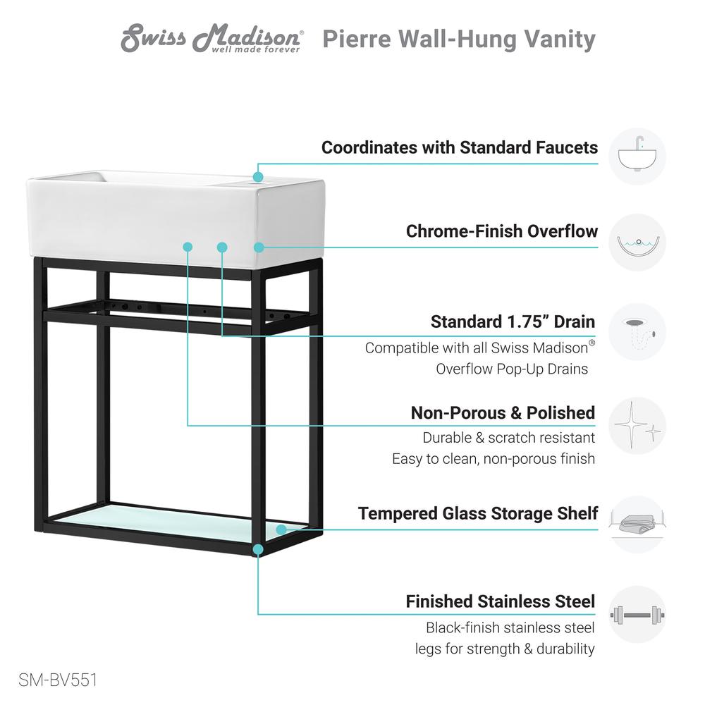 Pierre 19.5 Single, Metal Frame, Open Shelf, Bathroom Vanity. Picture 8