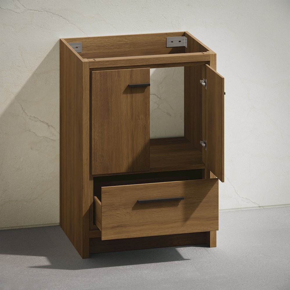Virage 24" Freestanding Bathroom Vanity in Brown Oak without Sink Top. Picture 6