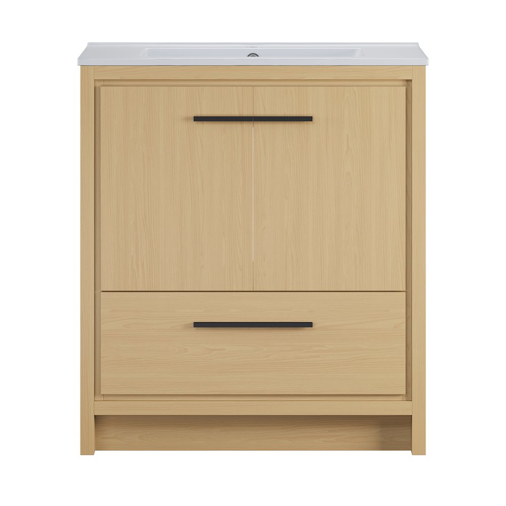 Virage 30" Freestanding Bathroom Vanity in Natural Oak with Sink Top. Picture 1
