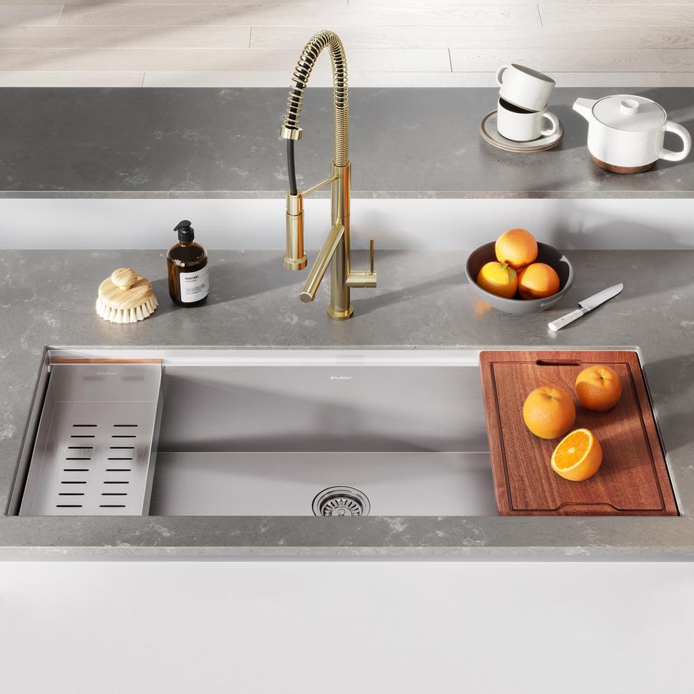 Rivage 45 x 19 Single Basin Undermount Kitchen Workstation Sink. Picture 22