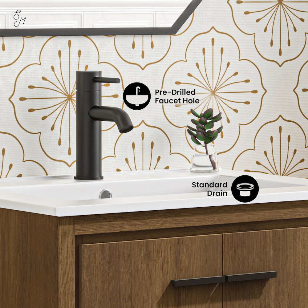 Virage 24" Freestanding Bathroom Vanity in Brown Oak with Sink Top. Picture 9