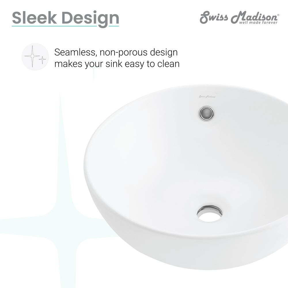 Sublime 17” Round Vessel Sink in Matte White. Picture 13