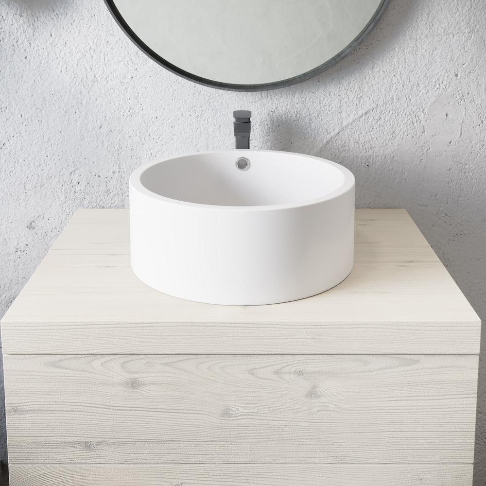 Monaco 16.5” Round Vessel Sink in Matte White. Picture 19