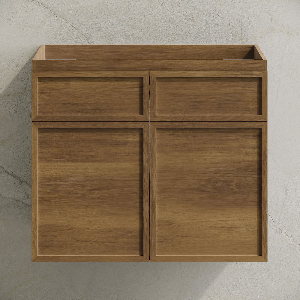St. Tropez 24" Wall-Mounted Bathroom Vanity Cabinet without Top in Brown Oak. Picture 6