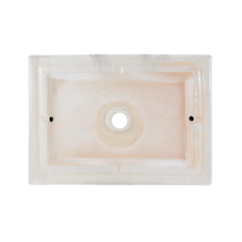 Voltaire 22" Ceramic Vessel Bathroom Sink in White Marble. Picture 6
