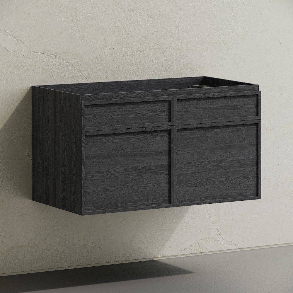 St. Tropez 36" Wall-Mounted Bathroom Vanity Cabinet without Top in Black Oak. Picture 3
