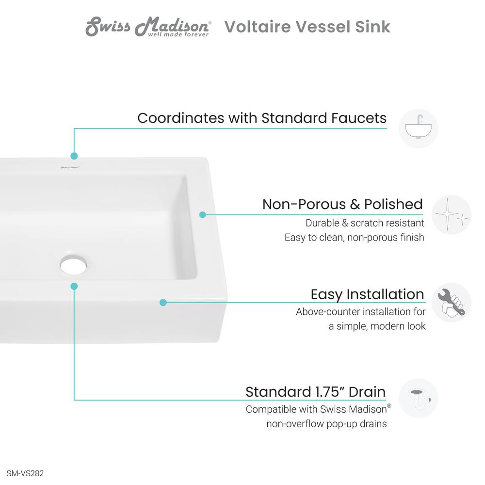 Voltaire Ceramic Rectangle Vessel Sink. Picture 8