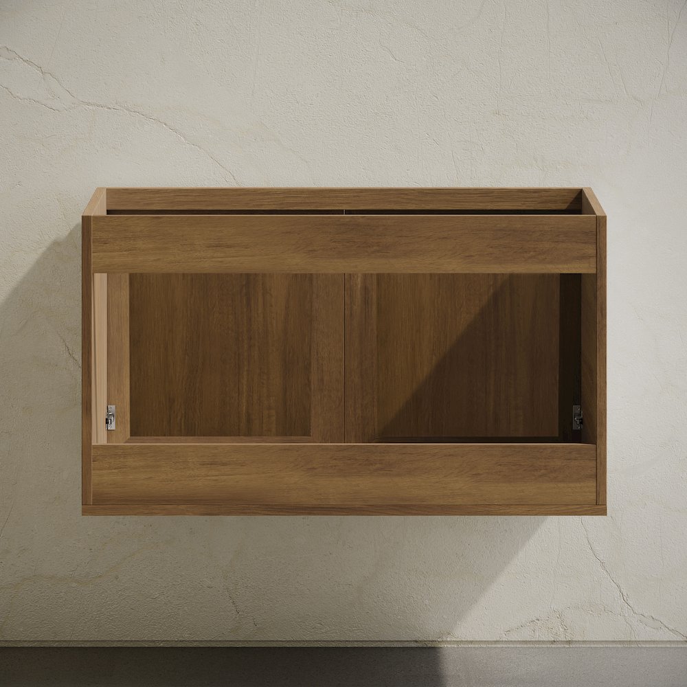 Classe 36" Wall-Mounted Bathroom Vanity in Brown Oak without Sink Top. Picture 5