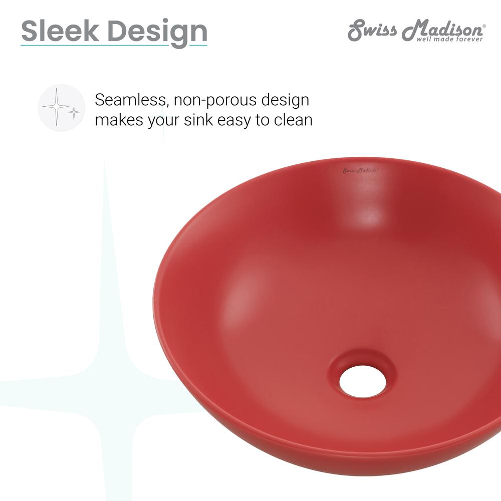 Classe 16 Ceramic Sink in Matte Red. Picture 10