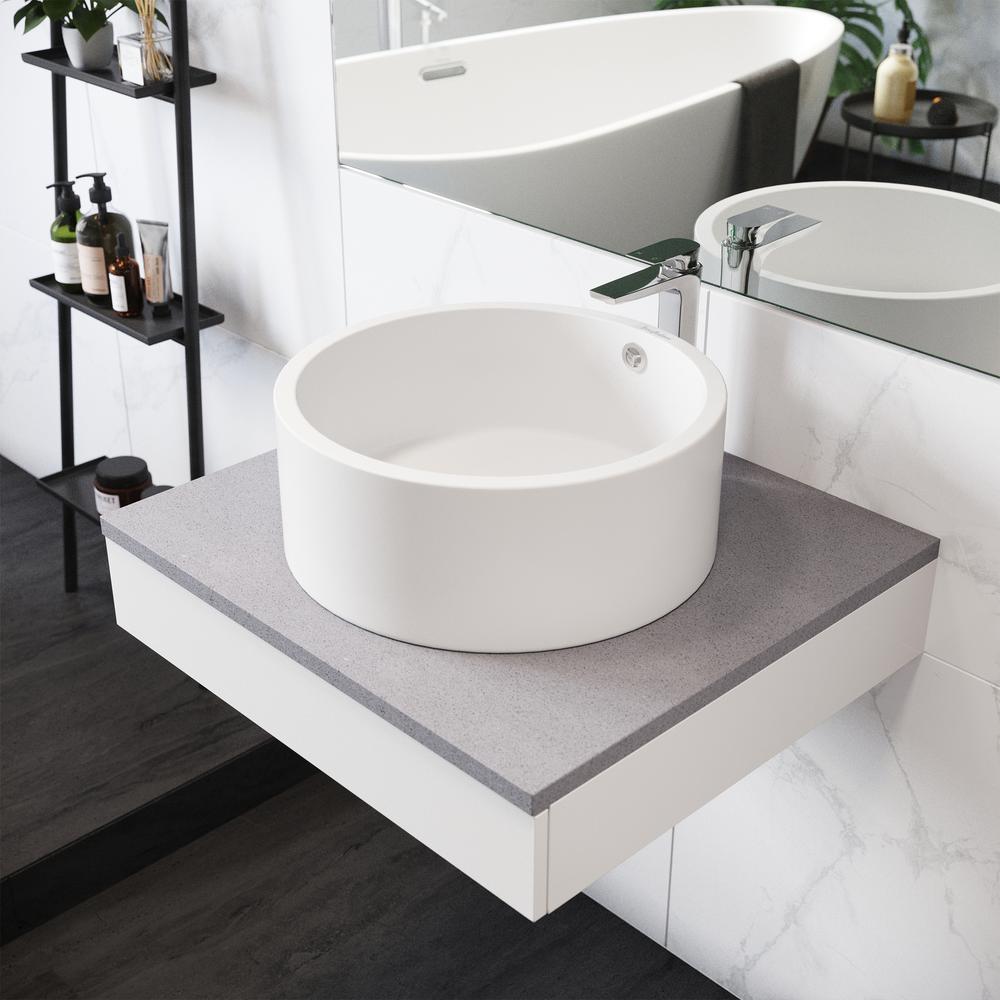 Monaco Round Ceramic Bathroom Vessel Sink in White. Picture 19