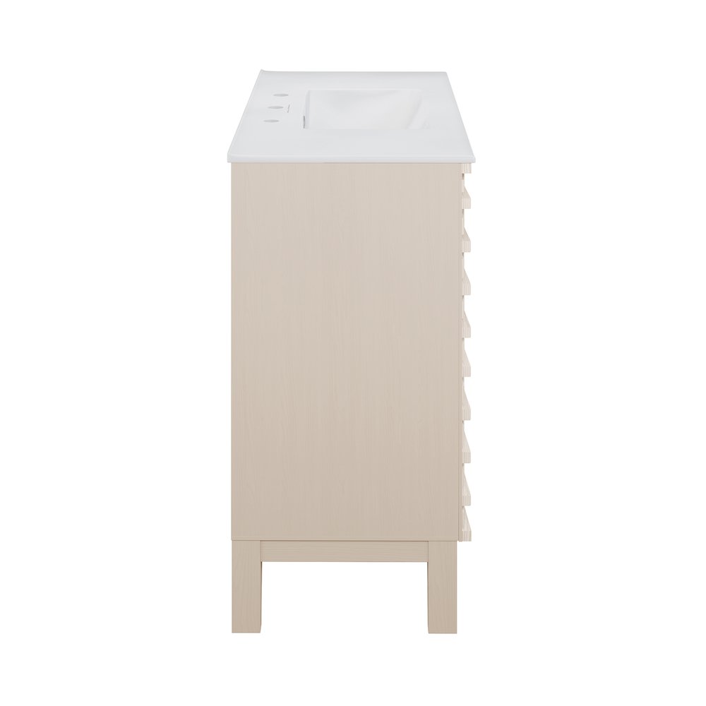 30" Freestanding Bathroom Vanity in White Oak with 3-Hole Widespread Sink Top. Picture 3