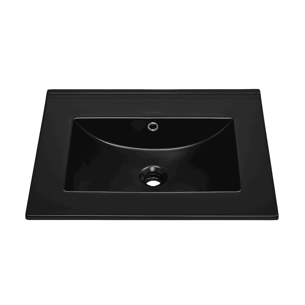 24" Zero Hole Vanity Sink Top in Glossy Black. Picture 1