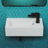 Rectangular Ceramic Wall Hung Sink with Right Side Faucet Mount. Picture 16