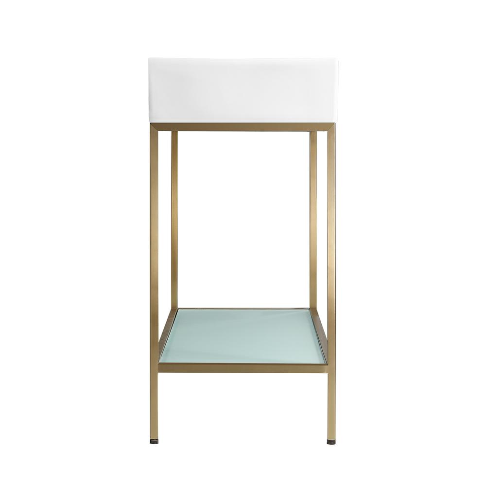 Pierre 40 Single, Freestanding, Open Shelf, Gold Metal Frame Bathroom Vanity. Picture 3