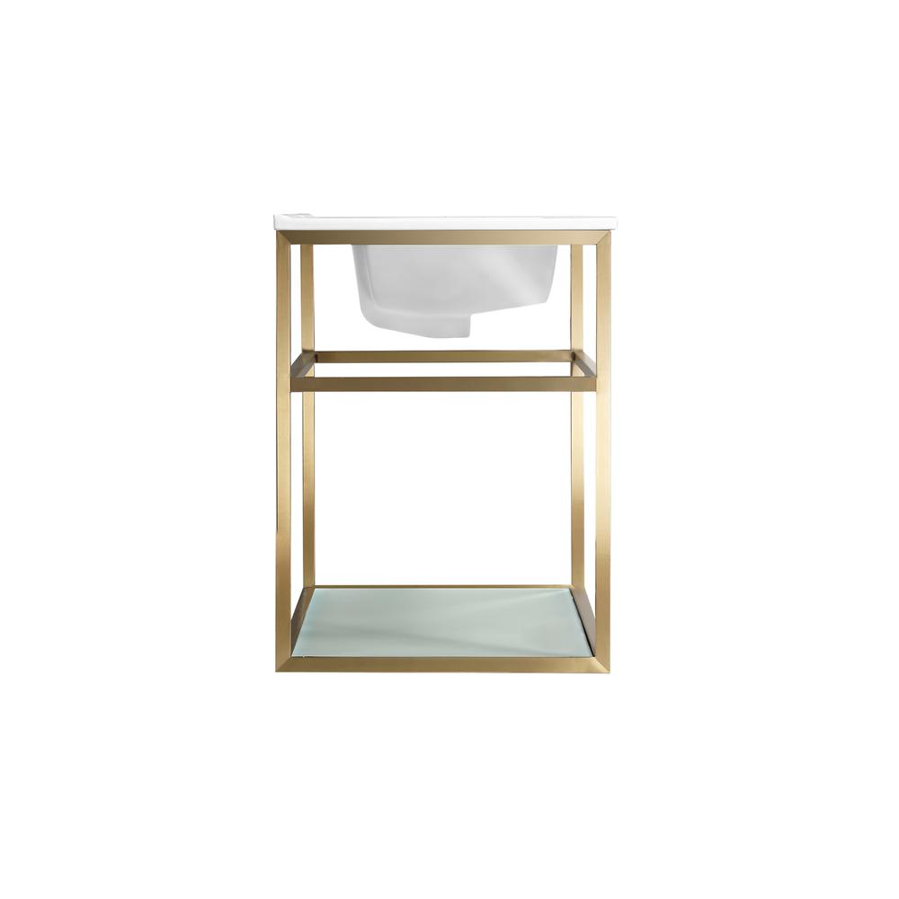 Pierre 30 Single, Open Shelf, Gold Metal Frame Bathroom Vanity. Picture 3